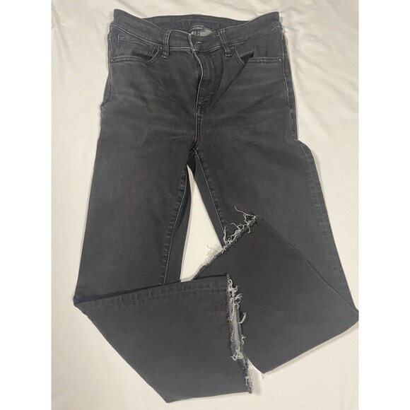 American Eagle Next Level Stretch High Rise Jegging Size 6 Reg Black Frayed Hem - Picture 1 of 9